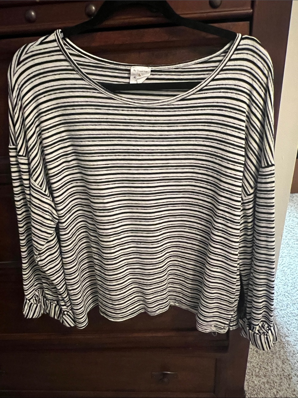 By Together Black and White Striped Long Sleeve Tee